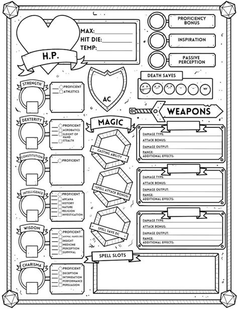 The Best Dnd Character Sheets Custom Online Printable Fillable
