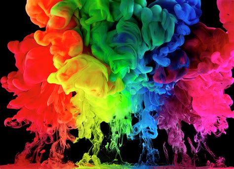 rainbow colored ink paint  water photograph  mark mawson pixels