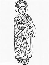Coloring Kimono Geisha Pages Japanese Japan Kids Wearing Beautiful Adults Girl Color Netart Printable Getcolorings Getdrawings Popular sketch template