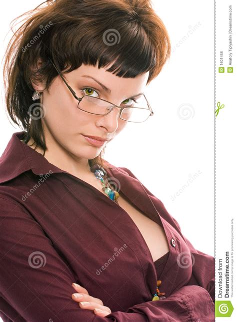 Pretty Brunette Girl In Glasses Portrait Royalty Free