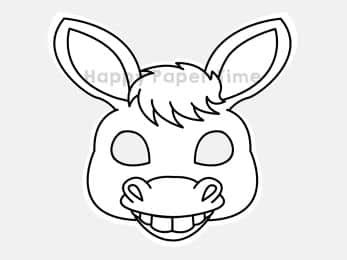 donkey mask printable paper template animal kid craft happy paper time