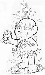 Higiene Pessoal Banho Corporal Atividades Menino Tomar Actividades Preescolar Bucal Caio Deus Aseo Novembro sketch template