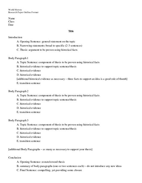 research paper outline  outline format examples