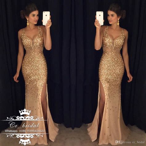 Sheer V Neck Gold Mermaid Prom Dresses 2017 Sexy Backless African Black