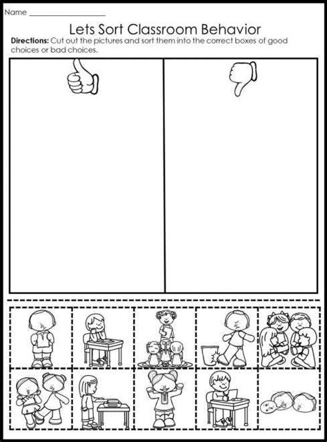 behavior worksheet  kindergarten chart sheetcom