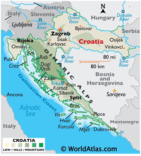 croatia large color map