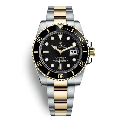 rolex oyster perpetual submariner date yellow gold steel black dial