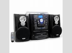 Jensen Shelf Stereo System with Turntable, 3 CD Player & Dual Cassette