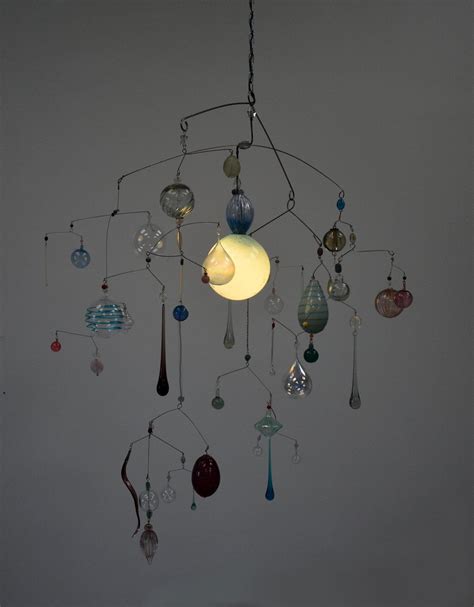 hanging mobile  illuminated blue glass orb     accessori