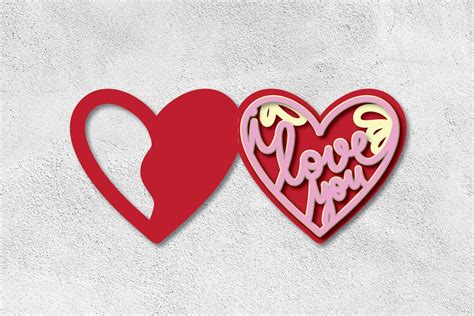 3d layered valentine s day heart card svg dxf 1160982 paper