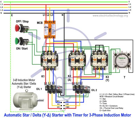 automatic star delta starter power control wiring diagram electrical circuit diagram
