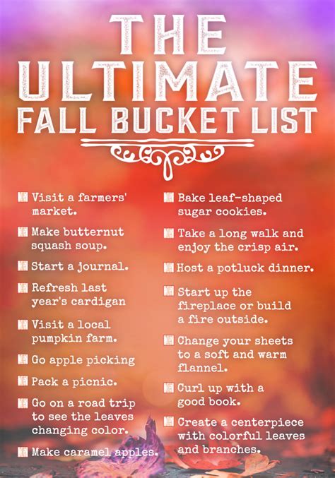 ultimate bucket list  fall
