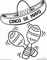 Mayo Cinco Coloring Pages Sombrero Printable Color Kids Worksheets Worksheet Preschool Hat Mexican Education Sheets Printables Crafts Holiday Activities Mexico sketch template