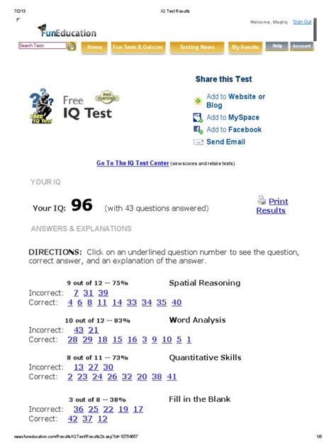iq test results intelligence quotient educational psychology