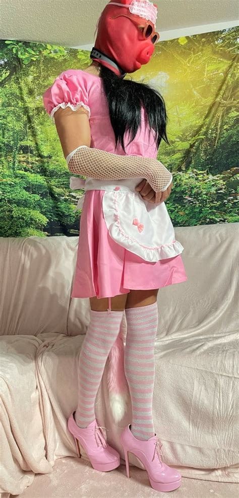 Sissy Wearing A Pink Dress Heels And Chastity Cage Pt 1 29 Pics