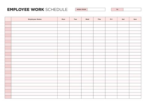 printable blank employee schedules printablee  blank