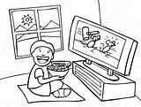 Tv Watching Kid Stock Television Illustration Clipart Vector Depositphotos Child Cteconsulting sketch template