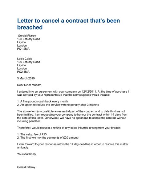 breach  employment contract letter sample   breach