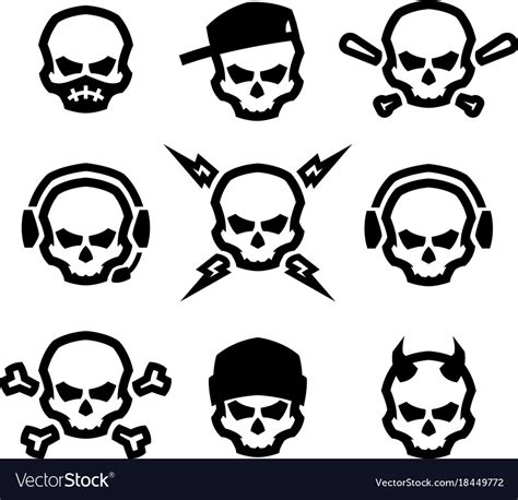 set  skulls logo symbol sign royalty  vector image
