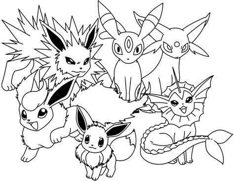 pokemon coloring pages eevee evolutions  pokemon coloring