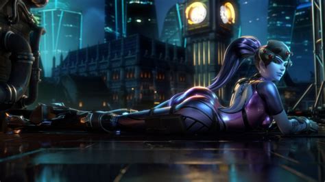 game sensuality sensual sexy woman girl art widowmaker overwatch lying wallpaper 1920x1080