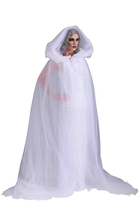 ghostly adult female costume white robe with hood one size fits most