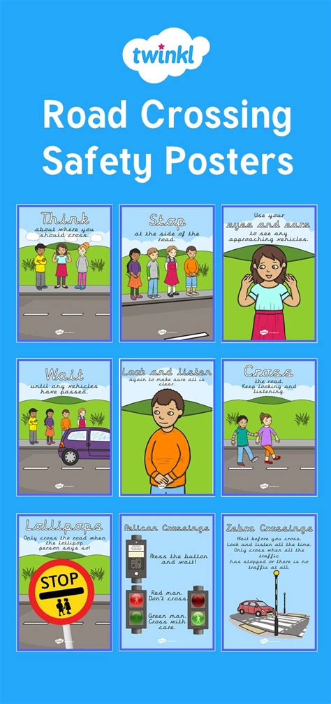 road crossing safety posters road safety poster safety posters road