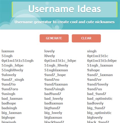 random username generator website username ideas