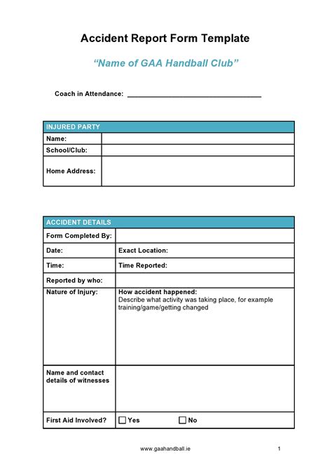 vehicle accident report form template