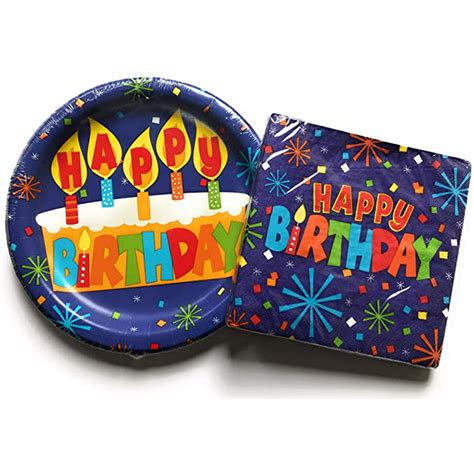 happy birthday plates  napkins sets sets  happy birthday theme