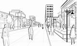 Drawing Architecture People Perspective Street Point Draw Architectural Drawings Step Scene Scenes Sketchbook Visit sketch template