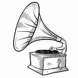 Phonograph Gramophone Phonographe Fonografo Schets Abbozzo Croquis Plattenspieler Doodle Clipartmag Vecteur sketch template
