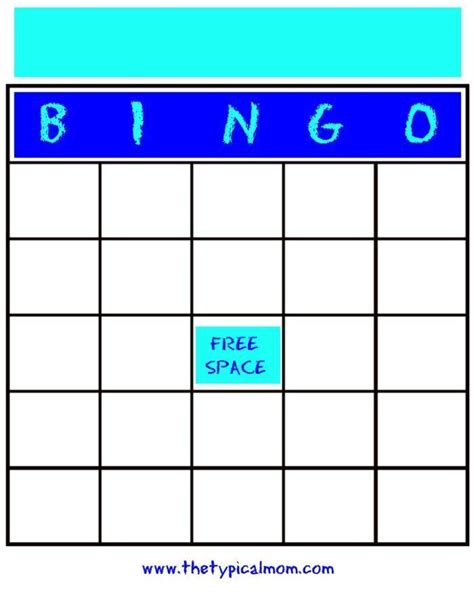 bingo card template blank