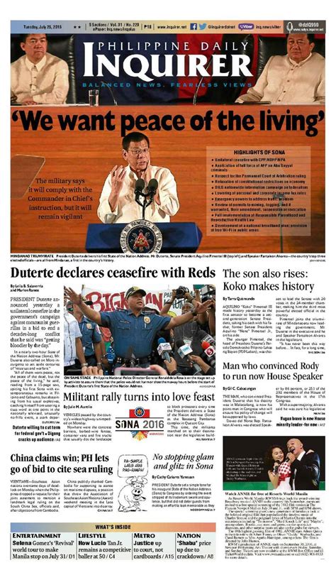 philippine daily inquirer newspaper  july  gramedia digital