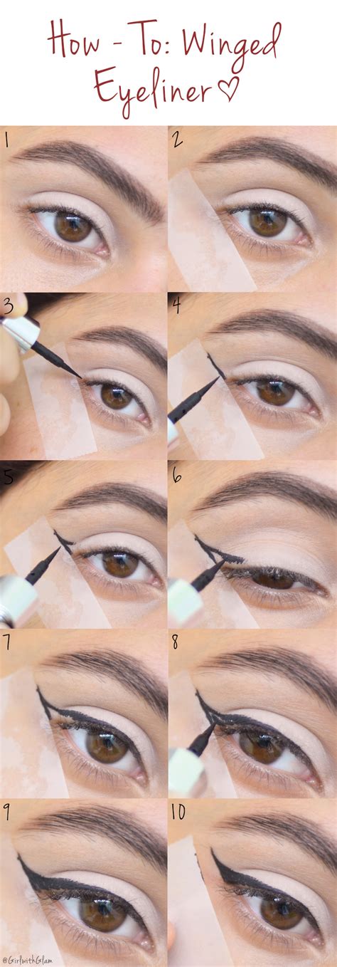 winged eyeliner tape method girl  glam