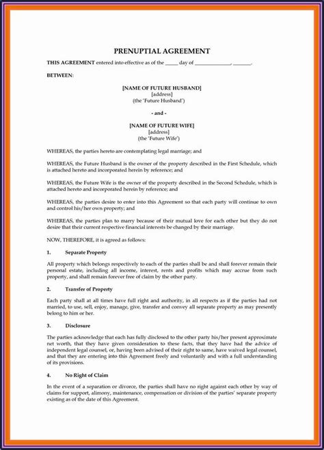 printable prenuptial agreement form california form resume