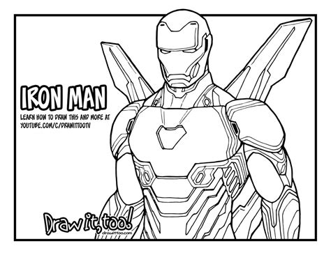 draw iron man avengers infinity war drawing tutorial draw
