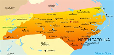 north carolina map guide   world