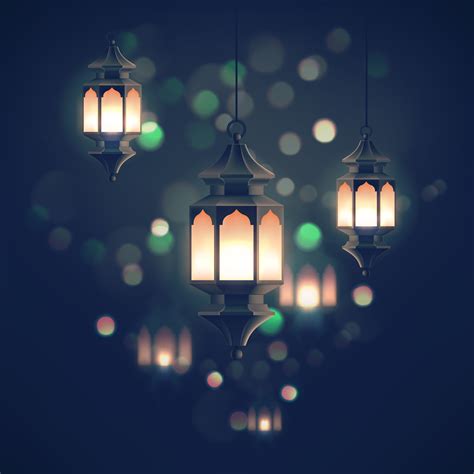 ramadan lanterns  blurred night landscape  vector art  vecteezy