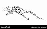 Aboriginal Kangaroo Vector Isolated Monochrome Style sketch template