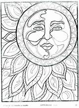 Coloring Pages Hippie Summer Printable Adults Sun Print Moon Adult Sheets Color Trippy Mandala Space Colouring Drawing Book Clipart Doodle sketch template