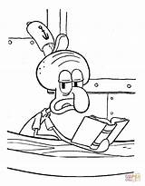 Coloring Pages Reading Squidward Book Printable Spongebob Print Drawing Squarepants Popular sketch template