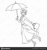 Poppins Umbrella sketch template