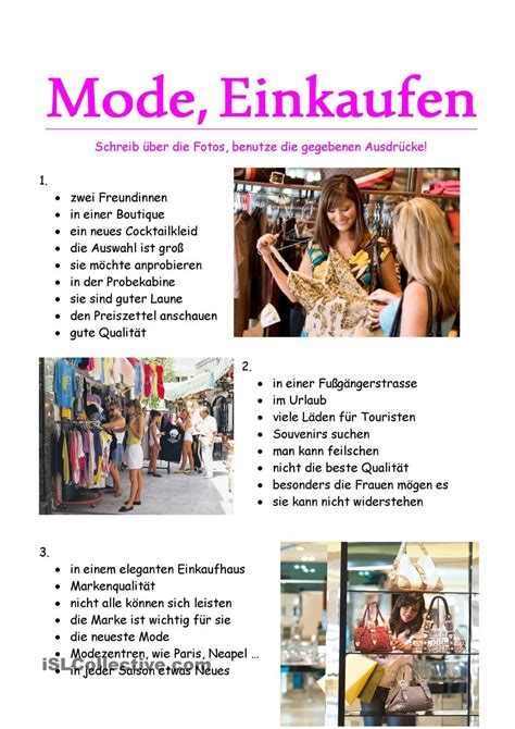 mode einkaufen mit bildern deutsch lernen einkaufen