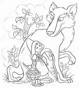 Hood Riding Red Little Colouring Wolf Forest Stock Illustration Colored Version Also Available Vector Aura Depositphotos sketch template