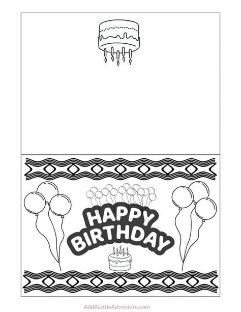 foldable printable birthday cards  color add   adventure