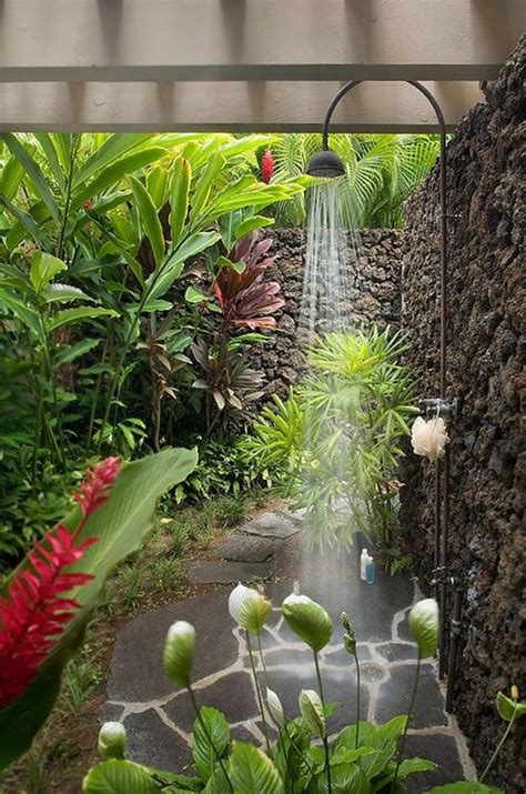 tropical outdoor showers  peaceful feeling homemydesign
