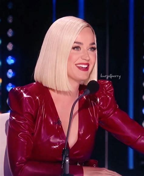 katy perry in red latex dress at american idol 13 photos video