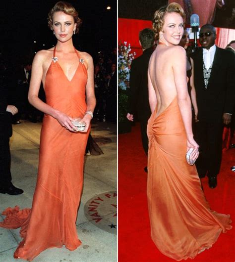 charlize theron wearing this backless orange vera wang in 2000 best