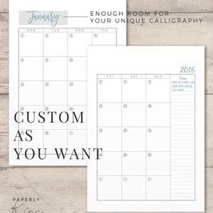 empty calendar printable monthly planner inserts   letter